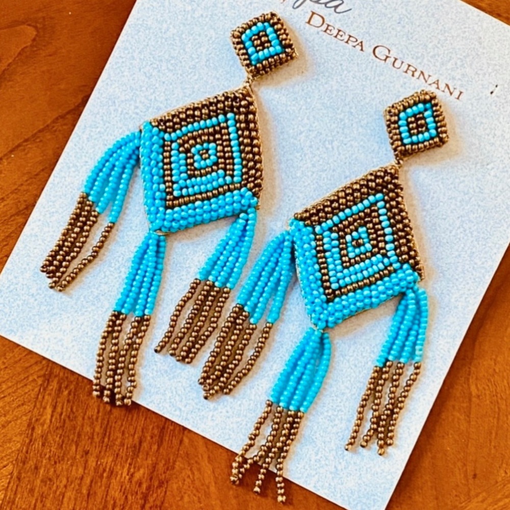 NWT Anthropologie Deepa Beaded Diamond Chandeliers - Picture 2 of 14
